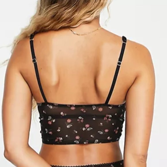Gilly Hicks Mesh Bralette Orange Floral Detail - Picture 4 of 7